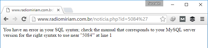 SQL Vulnerable URL