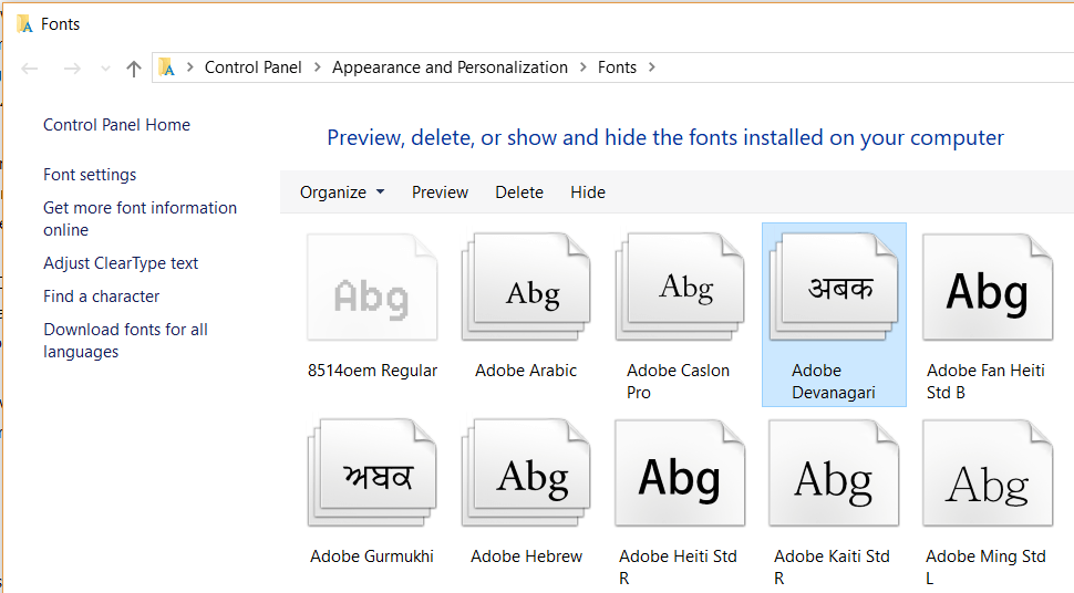 Hindi mangal font for windows 10