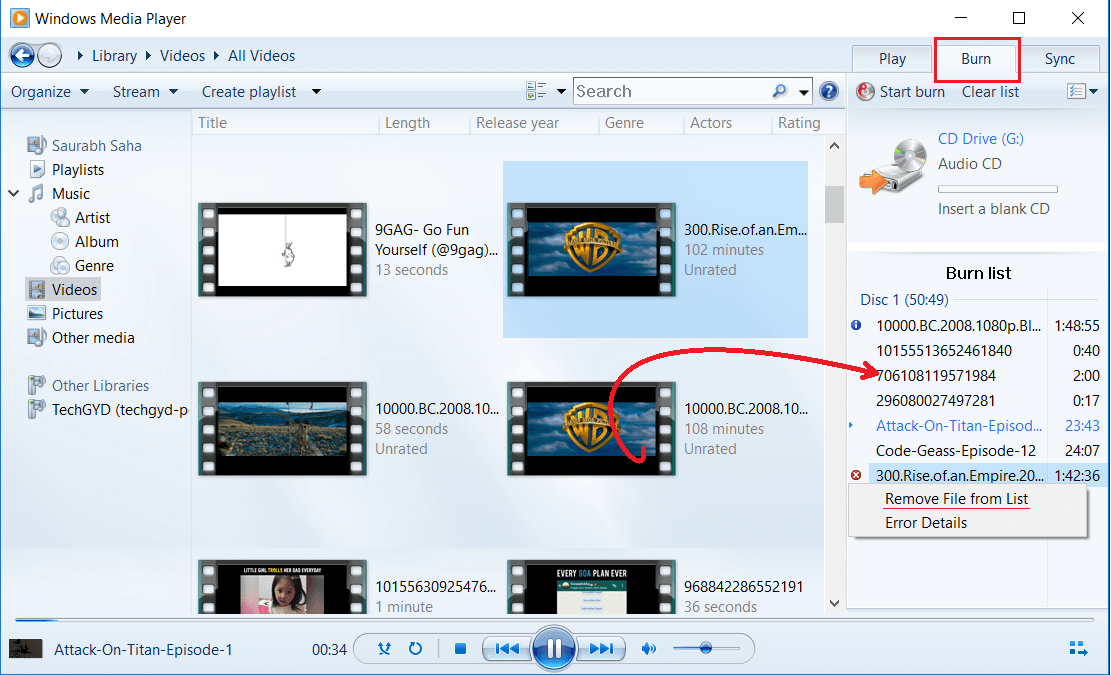 burn dvd for dvd player windows 10