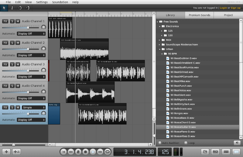 upload sound clip as audio channel soundation