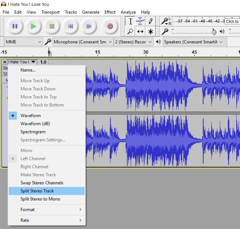 removing vocals from a song audacity