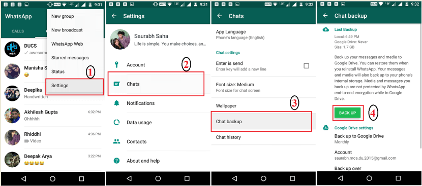 whatsapp message history backup