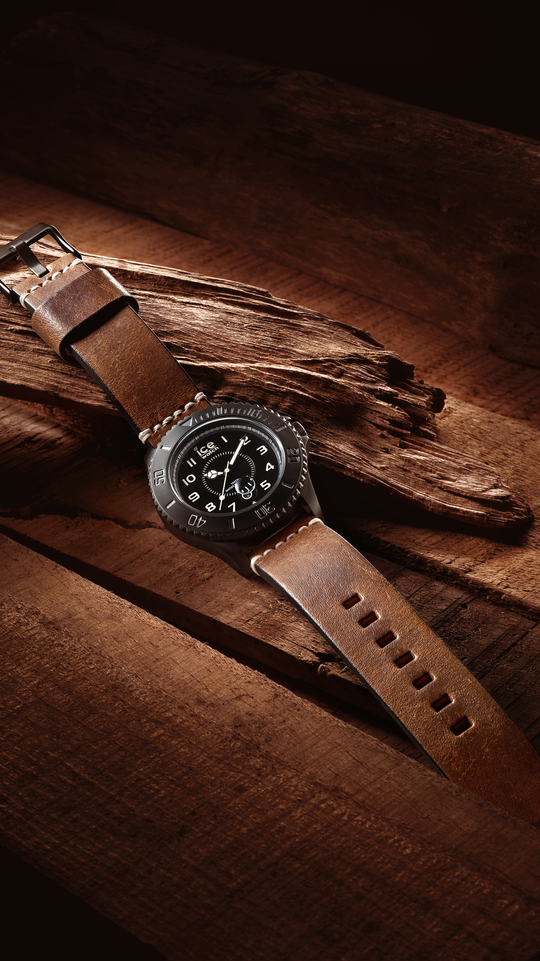  Mobile  Hd  Wallpaper  Black  Watch with Brown Leather Strap 