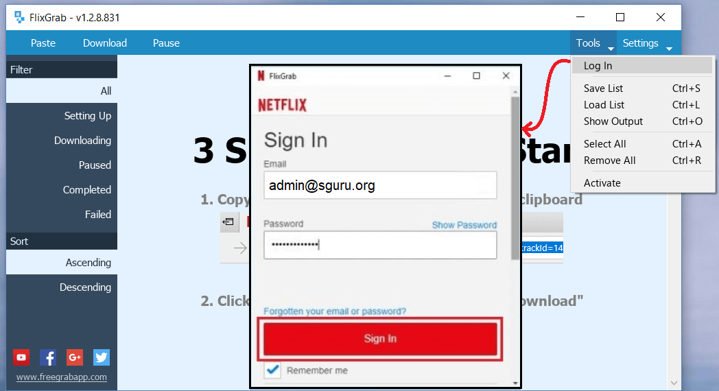 FlixGrab-Netflix-Log. 