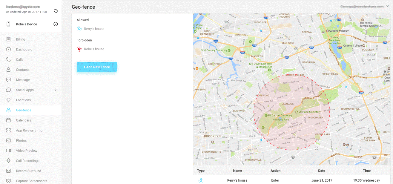 cocospy geo fencing