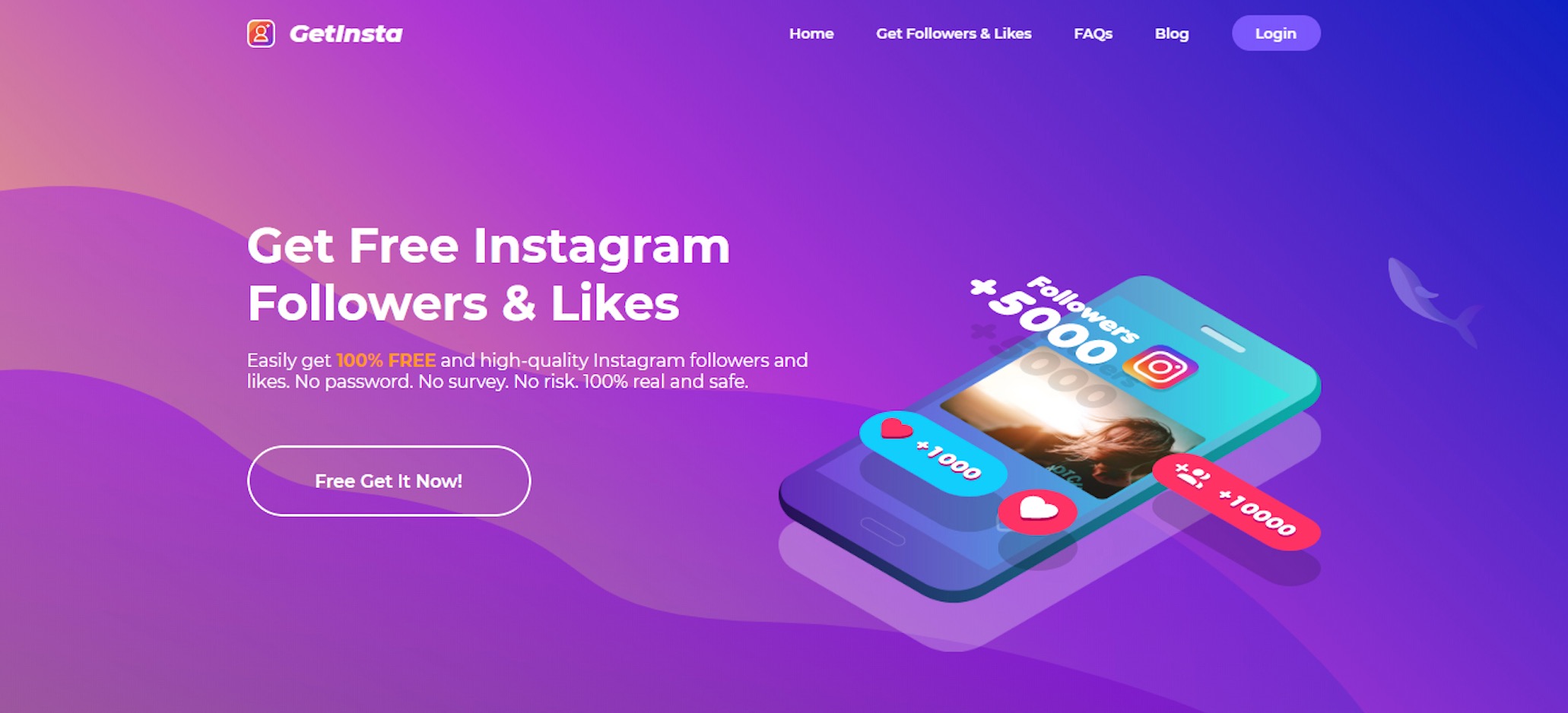 GetInsta Website Homepage