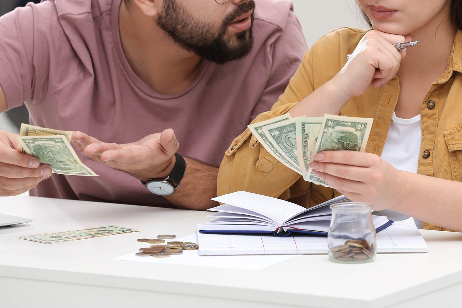 couple counting money